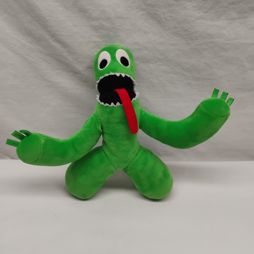 Rainbow Friends Plush 8" Green Monster Stuffed Tongue Out Roblox Plush Animal